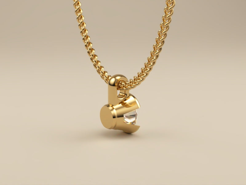 Necklace with Lab Grown Diamond Pendant Bezel Collection - Half Bezel Set Design Two - Angled Rear View 4  by Wholestone Jewellery