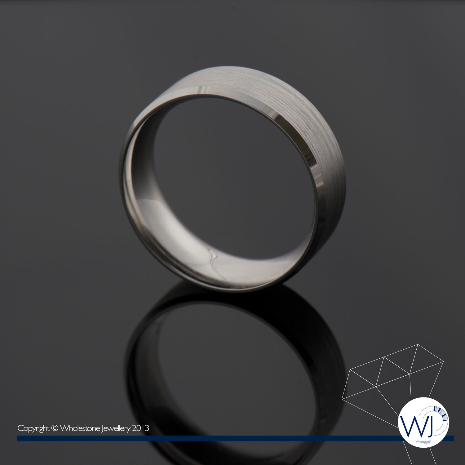 Brushed 5mm Flat Court Wedding Band in 9 carat White Gold  from Wholestone Jewellery