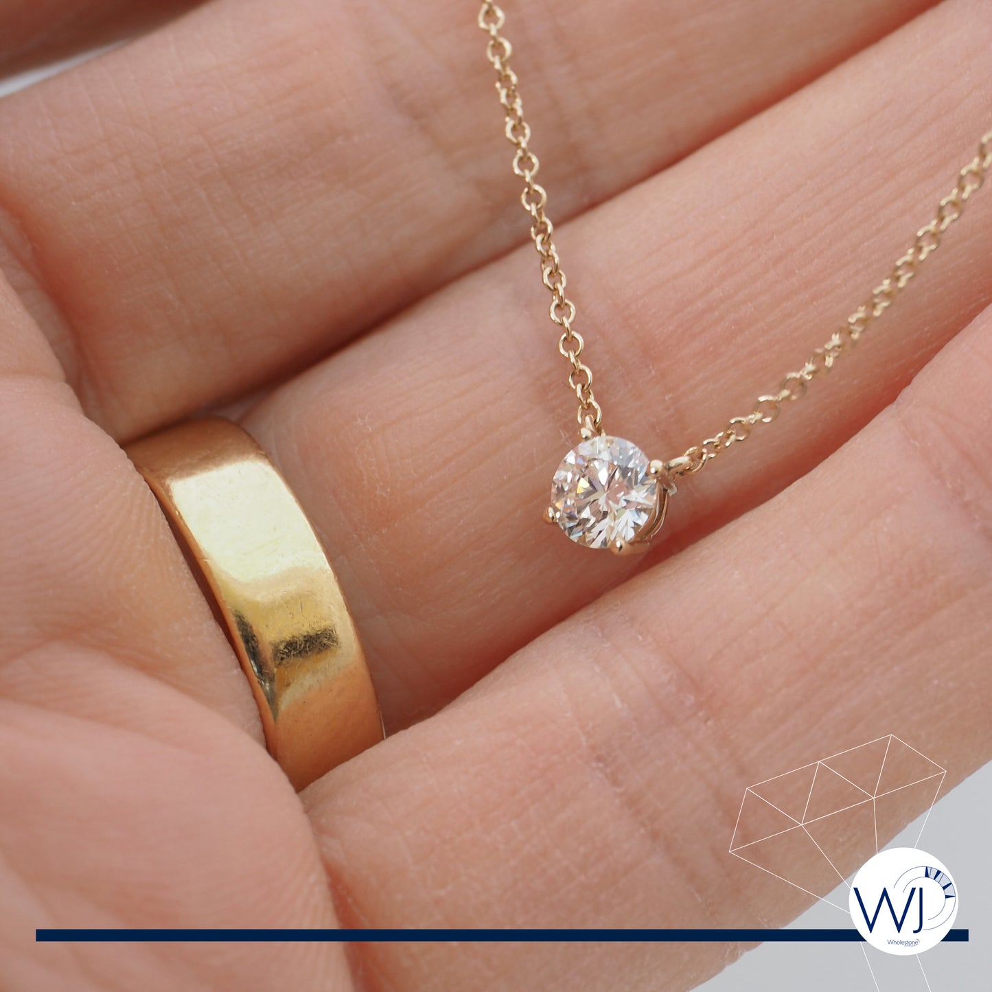 Diamond Pendant and Necklace 0.50 carat | 4 Claw Solitaire Setting with Fixed Chain | Individual Design