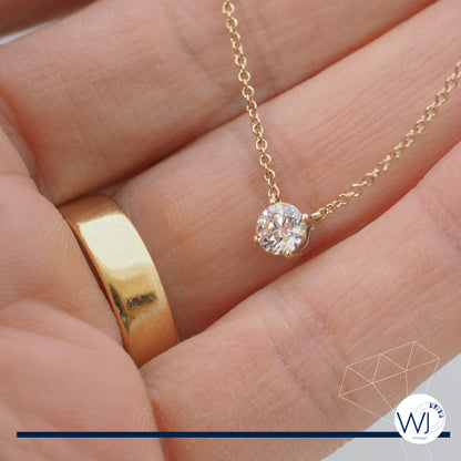 Diamond Pendant and Necklace 0.50 carat | 4 Claw Solitaire Setting with Fixed Chain | Individual Design