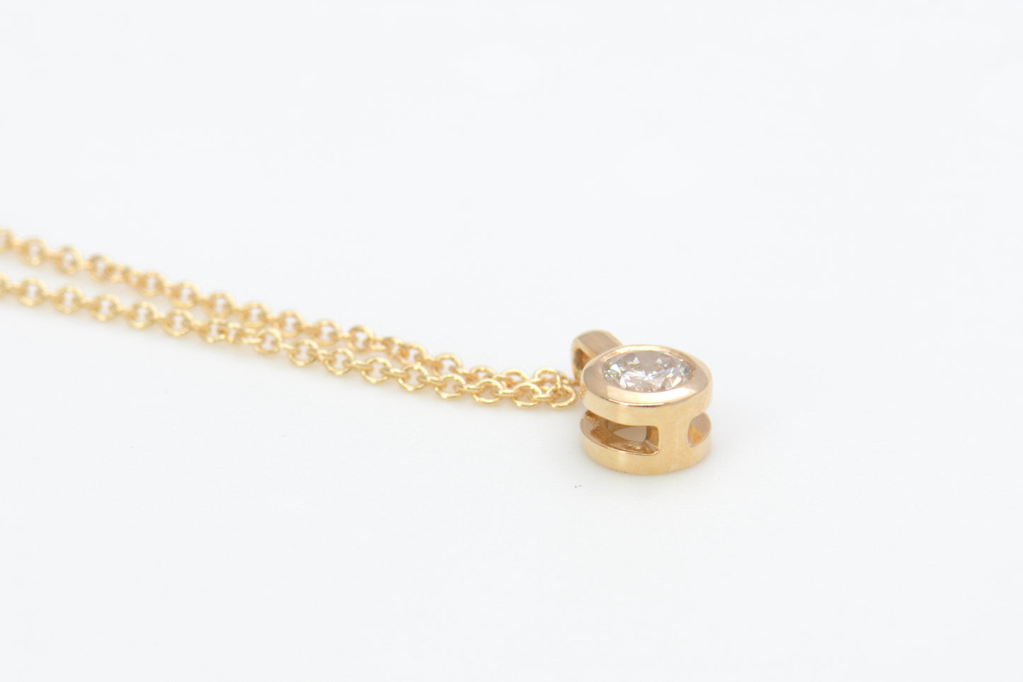 Necklace with Lab Grown Diamond Pendant Autumn Collection 24 Full Bezel Set Design One of Set One Angled Side View 1  by Wholestone Jewellery