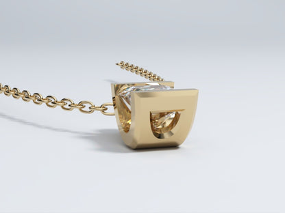 Necklace with Lab Grown Diamond Pendant Bezel Collection - Half Bezel Set Design Three - Angled Bottom View 3  by Wholestone Jewellery