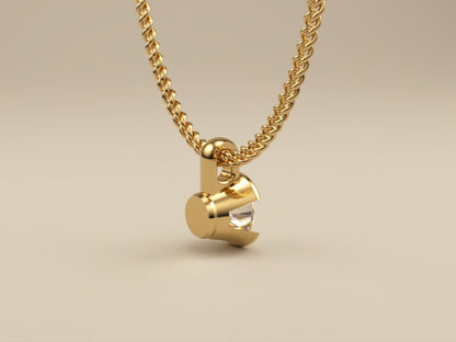 Necklace with Lab Grown Diamond Pendant Bezel Collection - Half Bezel Set Design Two - Angled Rear View 4  by Wholestone Jewellery