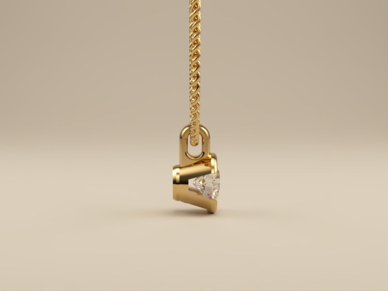 Necklace with Lab Grown Diamond Pendant Bezel Collection - Half Bezel Set Design Two - Side View 3  by Wholestone Jewellery