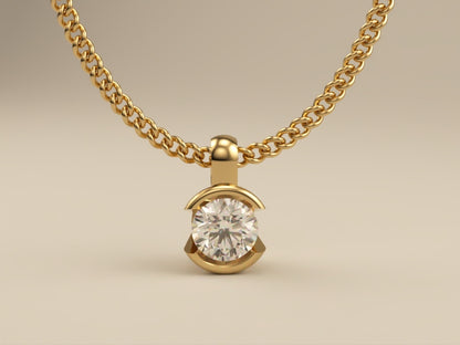 Necklace with Lab Grown Diamond Pendant Bezel Collection - Half Bezel Set Design Two - Front View 1  by Wholestone Jewellery