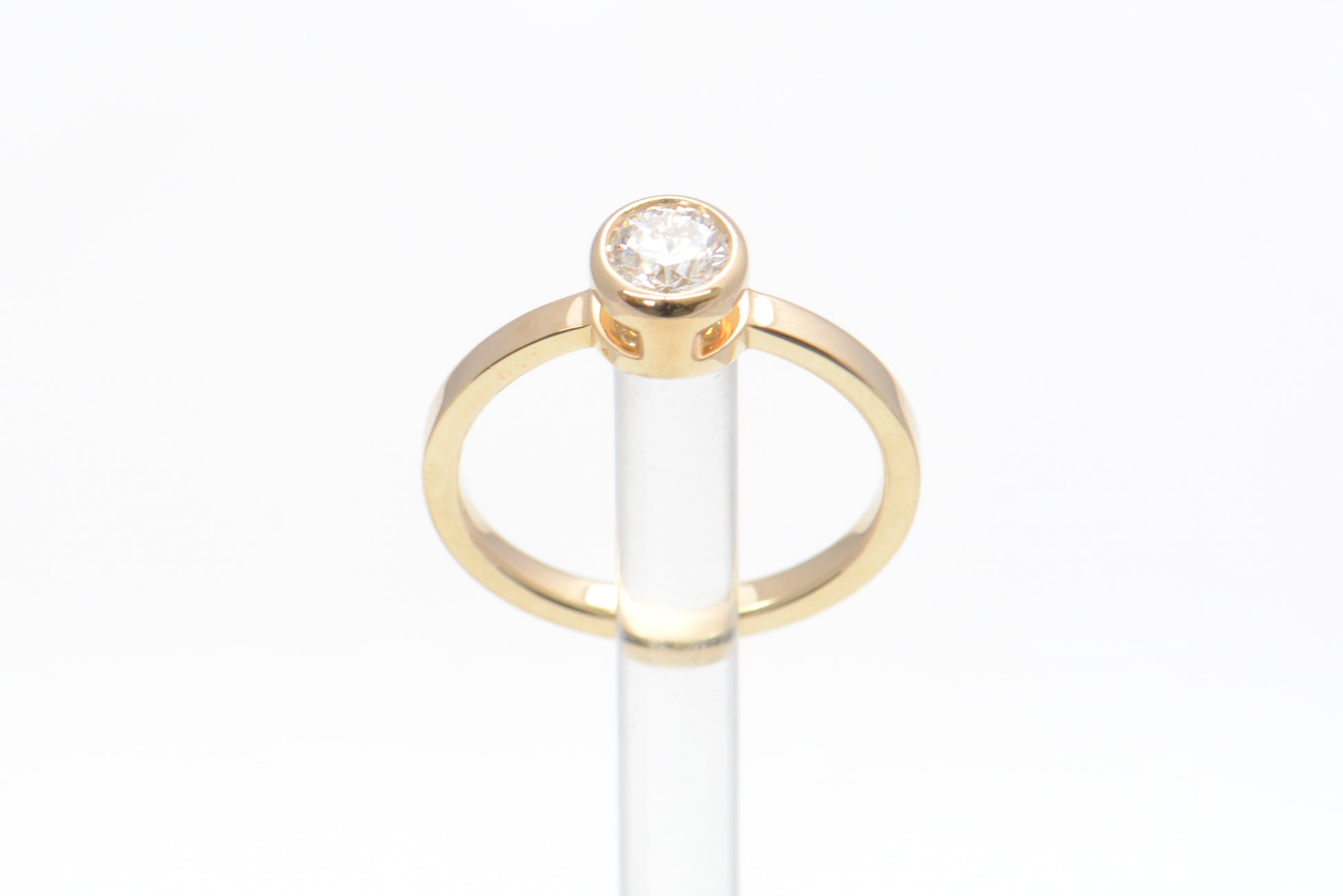 Lab Grown Diamond Ring Bezel Collection Full Bezel Set Design One Angled Side View by Wholestone Jewellery