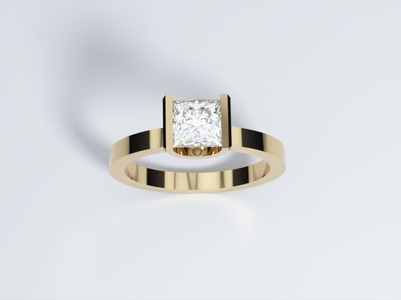 Lab Grown Diamond Ring Bezel Collection Half Bezel Set Design Three of Collection Aerial View 2 by Wholestone Jewellery