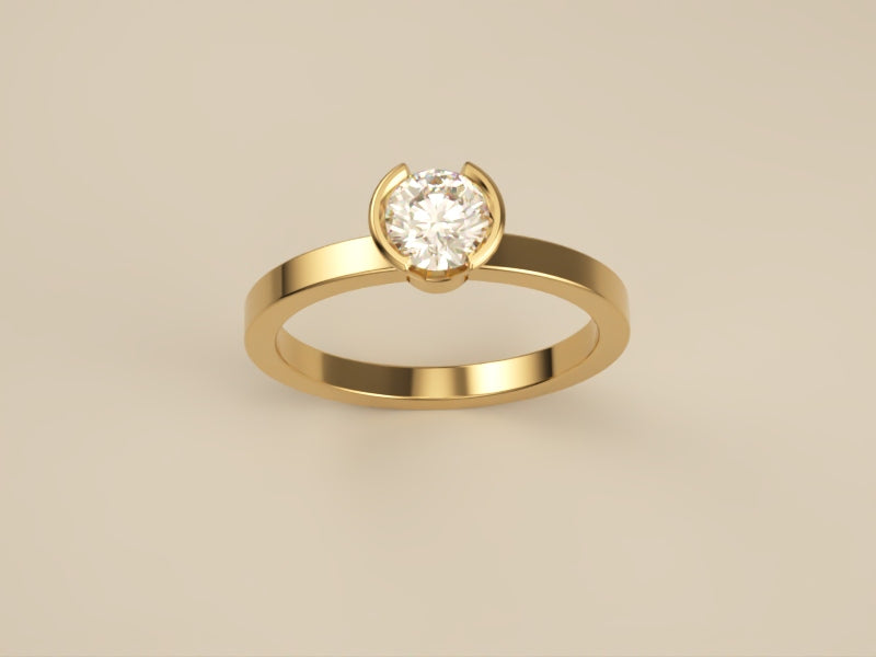 Lab Grown Diamond Ring Bezel Collection -  Half Bezel Set Design Two of Collection -  Angled View 3 by Wholestone Jewellery