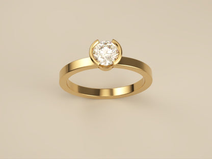 Lab Grown Diamond Ring Bezel Collection -  Half Bezel Set Design Two of Collection -  Angled View 3 by Wholestone Jewellery