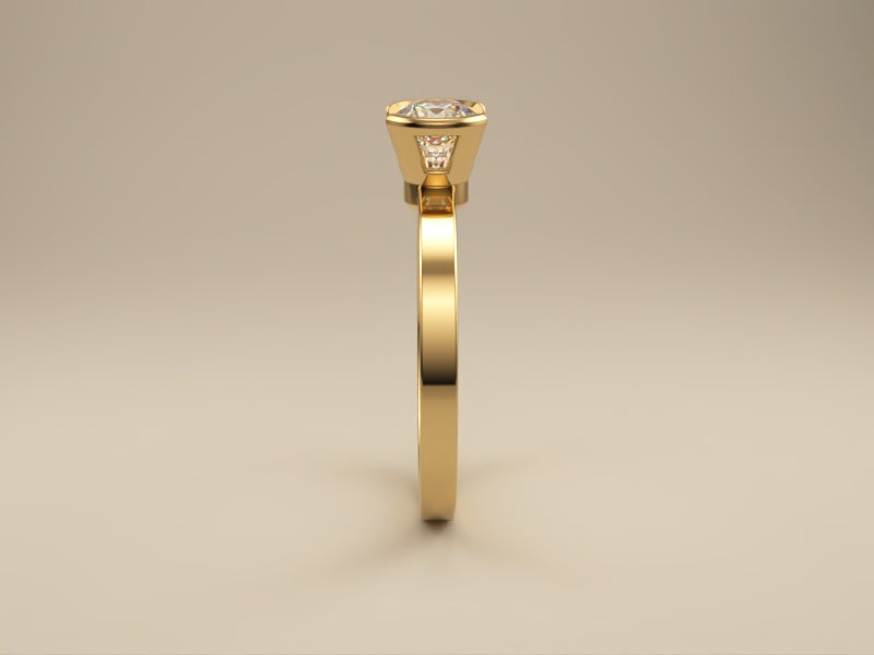 Lab Grown Diamond Ring Bezel Collection -  Half Bezel Set Design Two of Collection -  Side View 2 by Wholestone Jewellery