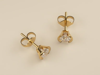 Lab Grown Diamond Stud Earrings Bevel Collection Half Bezel Set - Design Two of Collection - Side View 2  by Wholestone Jewellery